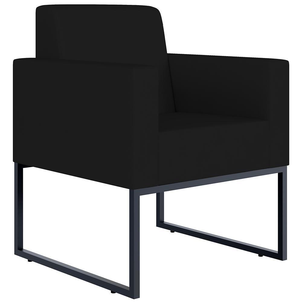 Kit 04 Poltronas Base Fixa De Metal Helô L02 Suede Preto - 9