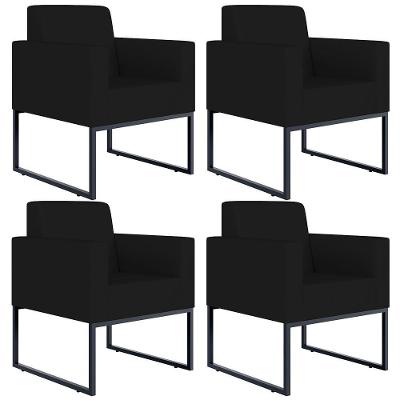 Kit 04 Poltronas Decorativas Helô L02 Suede Preto Lyam Decor