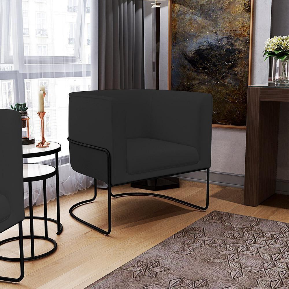 Kit 02 Poltronas Preto Betina D02 Veludo Preto C-300 - 10