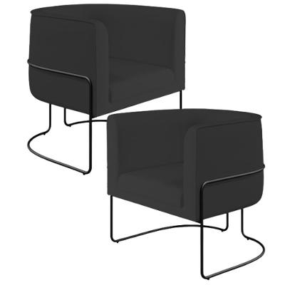 Kit 2 Poltronas Betina D02 Veludo Preto C-300 Preto Lyam Decor