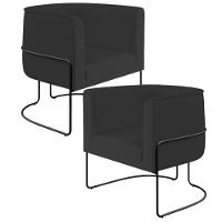 Kit 02 Poltronas Preto Betina D02 Veludo Preto C-300 - 1