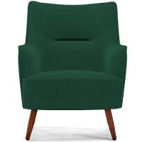 Poltrona Fixa Pés De Madeira Isabella D02 Veludo Verde C-303 - 6