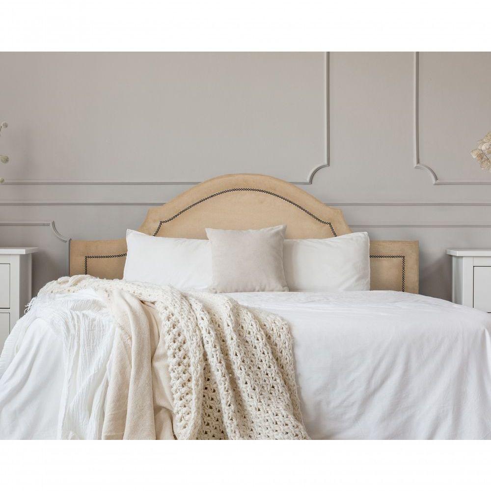 Cabeceira King Provençal Luxo 193X60 Suede Bege Tachas Fumê - 1