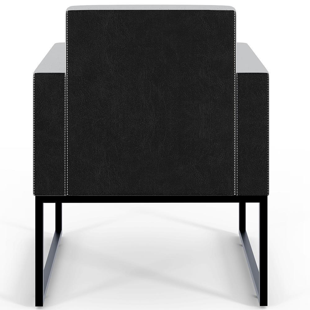 Kit 02 Poltronas Sala Base Metal Linho Cinza Preto - 2