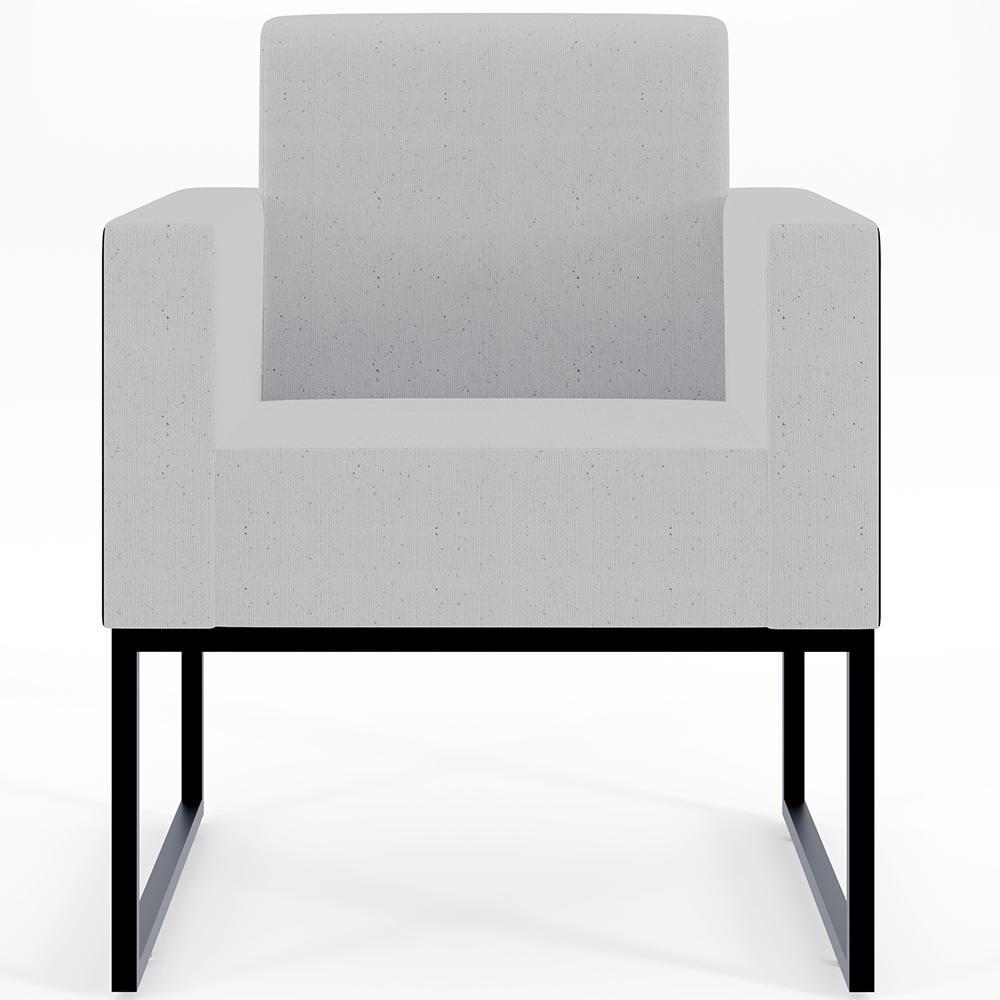 Kit 02 Poltronas Sala Base Metal Linho Cinza Preto - 6