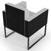 Kit 02 Poltronas Sala Base Metal Linho Cinza Preto - 3