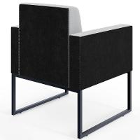 Kit 02 Poltronas Sala Base Metal Linho Cinza Preto