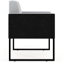 Kit 02 Poltronas Sala Base Metal Linho Cinza Preto - 5