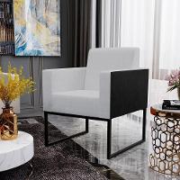 Kit 02 Poltronas Sala Base Metal Linho Cinza Preto - 10