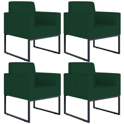 Kit 04 Poltronas Decorativas Helô L02 Suede Verde Musgo Lyam Decor