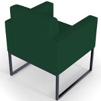Kit 04 Poltronas Base Fixa Metal Helô L02 Suede Verde Musgo - 3