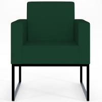 Kit 04 Poltronas Base Fixa Metal Helô L02 Suede Verde Musgo - 6