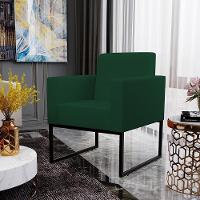 Kit 04 Poltronas Base Fixa Metal Helô L02 Suede Verde Musgo - 10