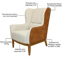 Poltrona Fixa D02 Linho Bege A-184 Corano Marrom - 5