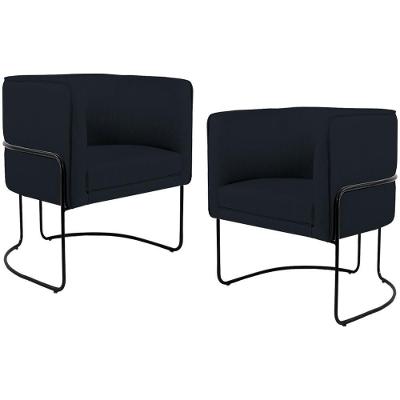 Kit 2 Poltronas Betina D02 Fixa Corano Preto Lyam Decor