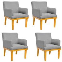 Kit 04 Poltronas Beatriz W01 Linho Cinza Escuro - 1