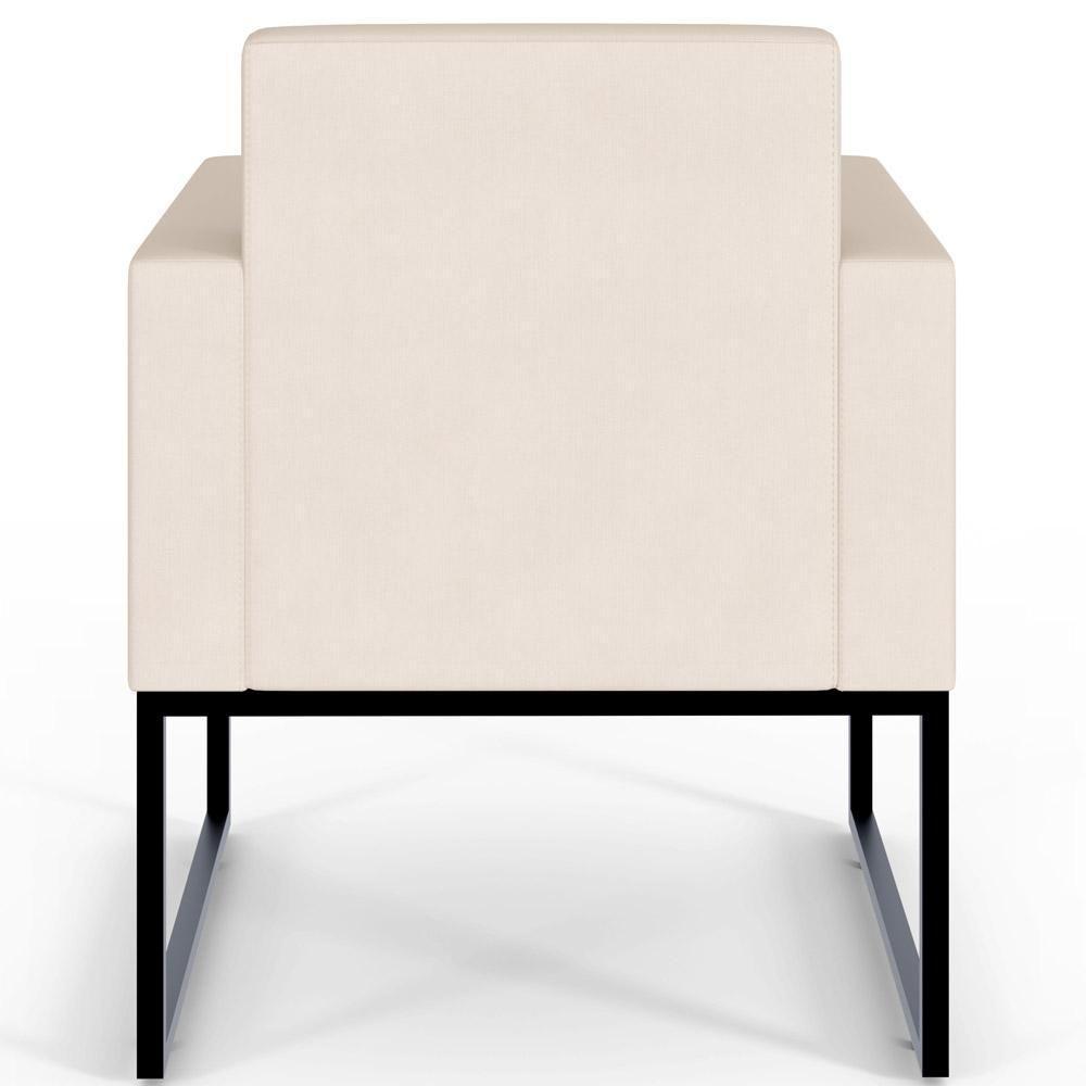 Kit 02 Poltronas Recepção Base Fixa De Metal Suede Bege - 2