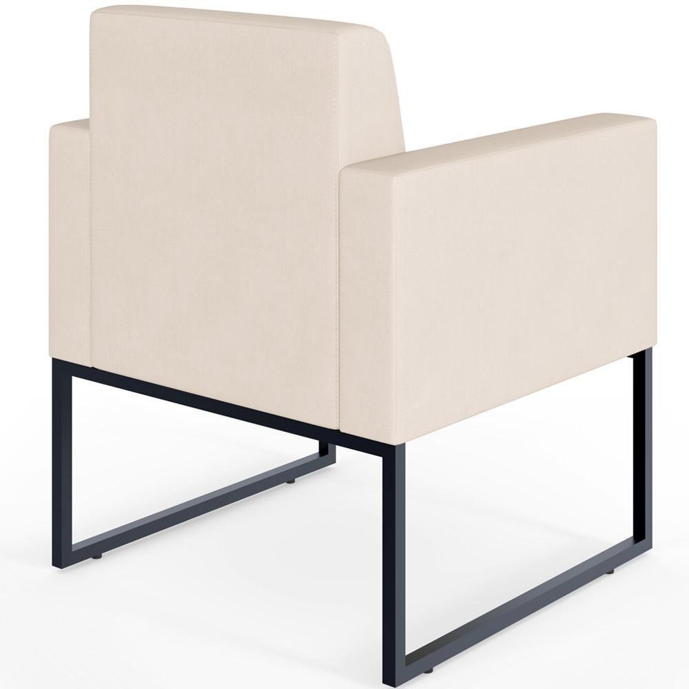 Kit 02 Poltronas Recepção Base Fixa De Metal Suede Bege - 4