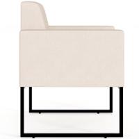 Kit 02 Poltronas Recepção Base Fixa De Metal Suede Bege - 5