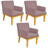 Kit 03 Poltronas Base Mel Beatriz W01 Suede Rosê - 1