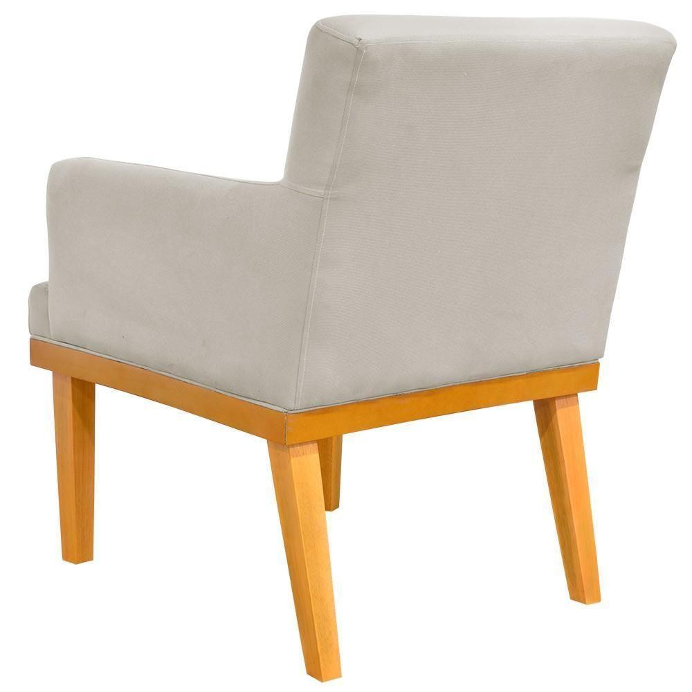 Kit 04 Poltronas Decorativa Base Mel Beatriz W01 Suede Bege - 3