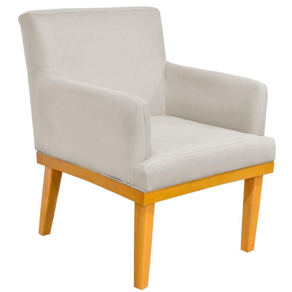 Kit 04 Poltronas Decorativa Base Mel Beatriz W01 Suede Bege - 6