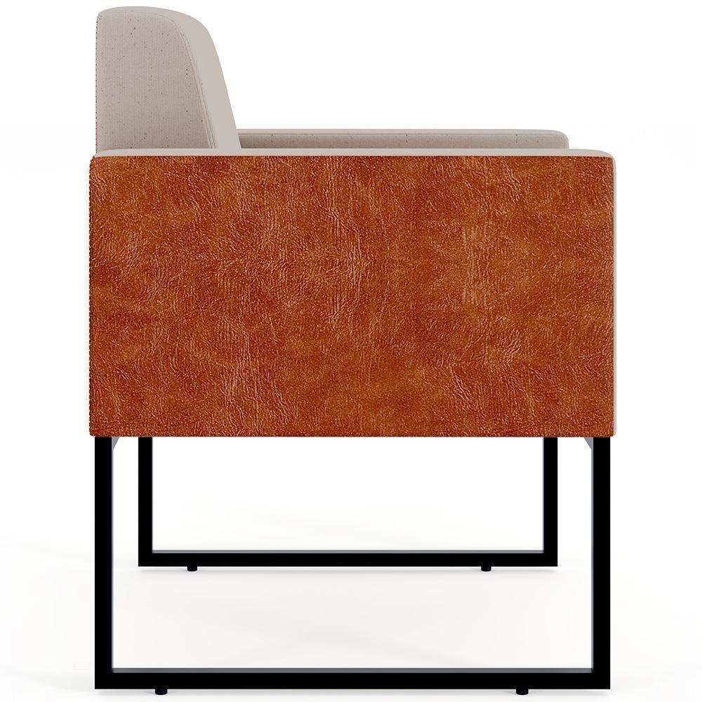 Kit 02 Poltronas Sala Base Metal Linho Bege Couríssimo Camel - 6