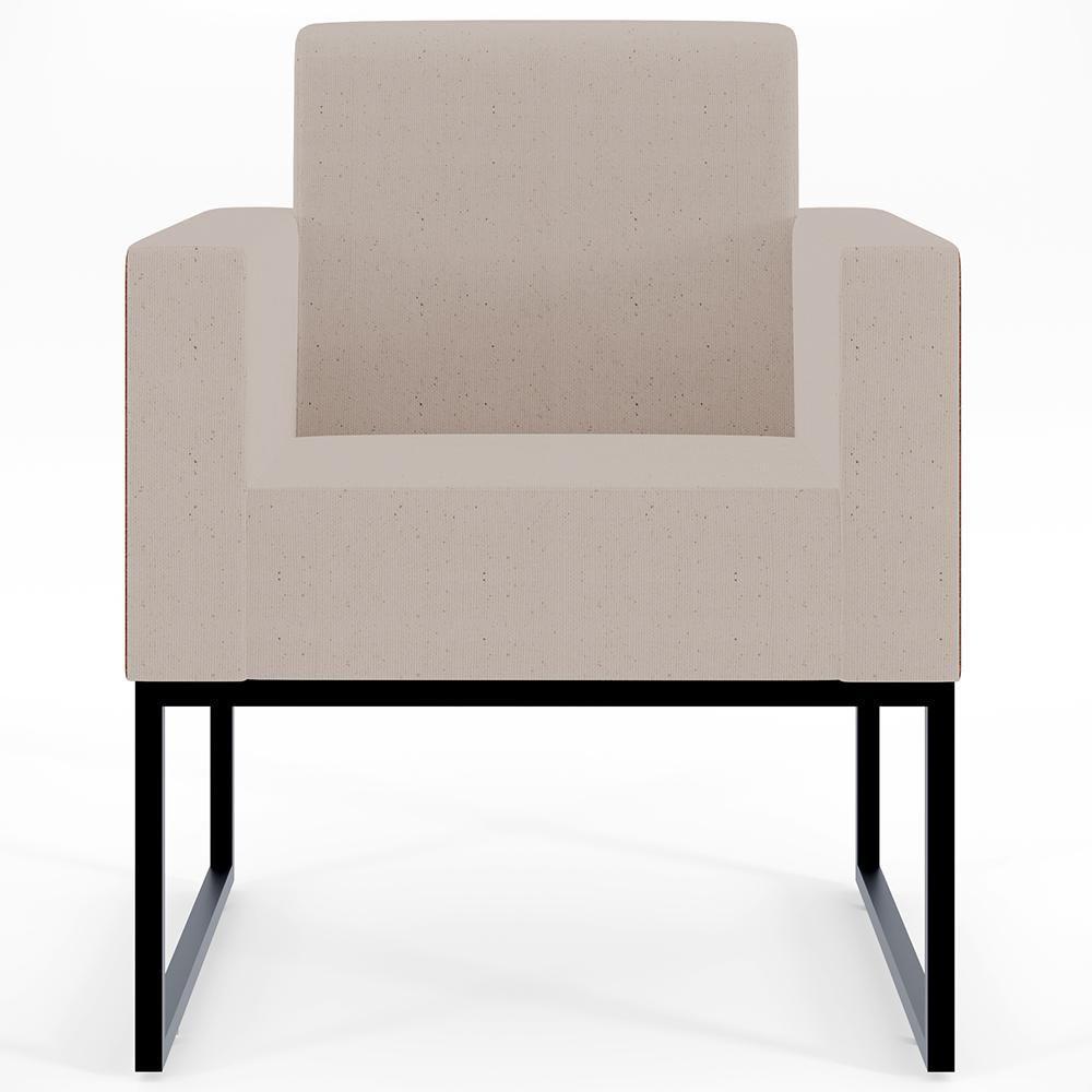 Kit 02 Poltronas Sala Base Metal Linho Bege Couríssimo Camel - 7