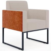 Kit 02 Poltronas Sala Base Metal Linho Bege Couríssimo Camel - 11