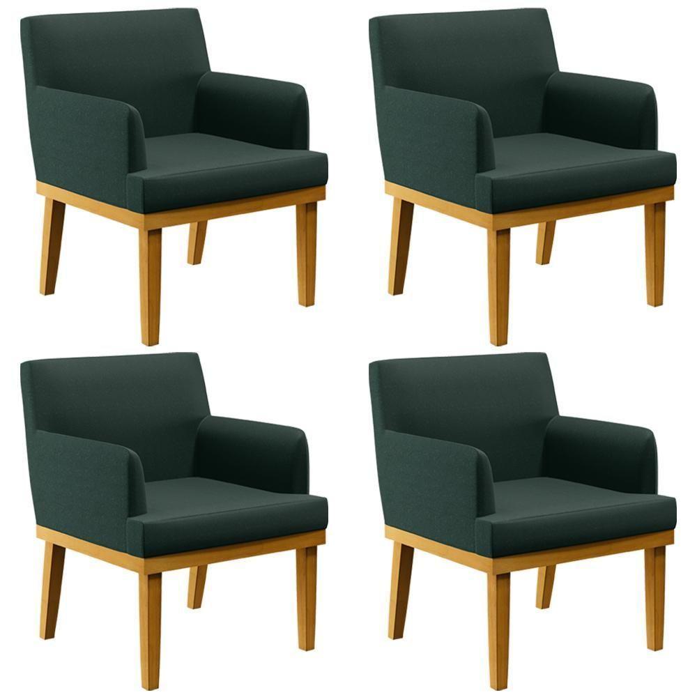 Kit 04 Poltronas Beatriz W01 Linho Verde Musgo - 1