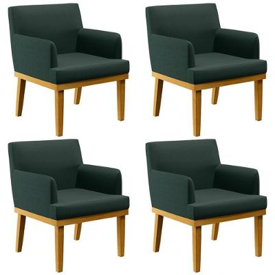 Kit 04 Poltronas Decorativas Beatriz W01 Linho Verde Musgo Lyam Decor