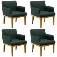 Kit 04 Poltronas Beatriz W01 Linho Verde Musgo