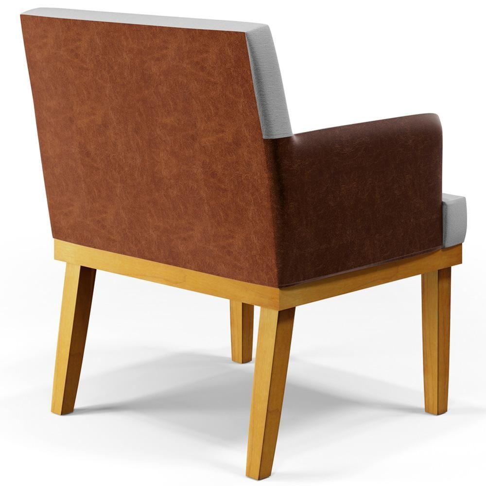 Kit 04 Poltronas Beatriz W01 Linho Cinza Camel - 3