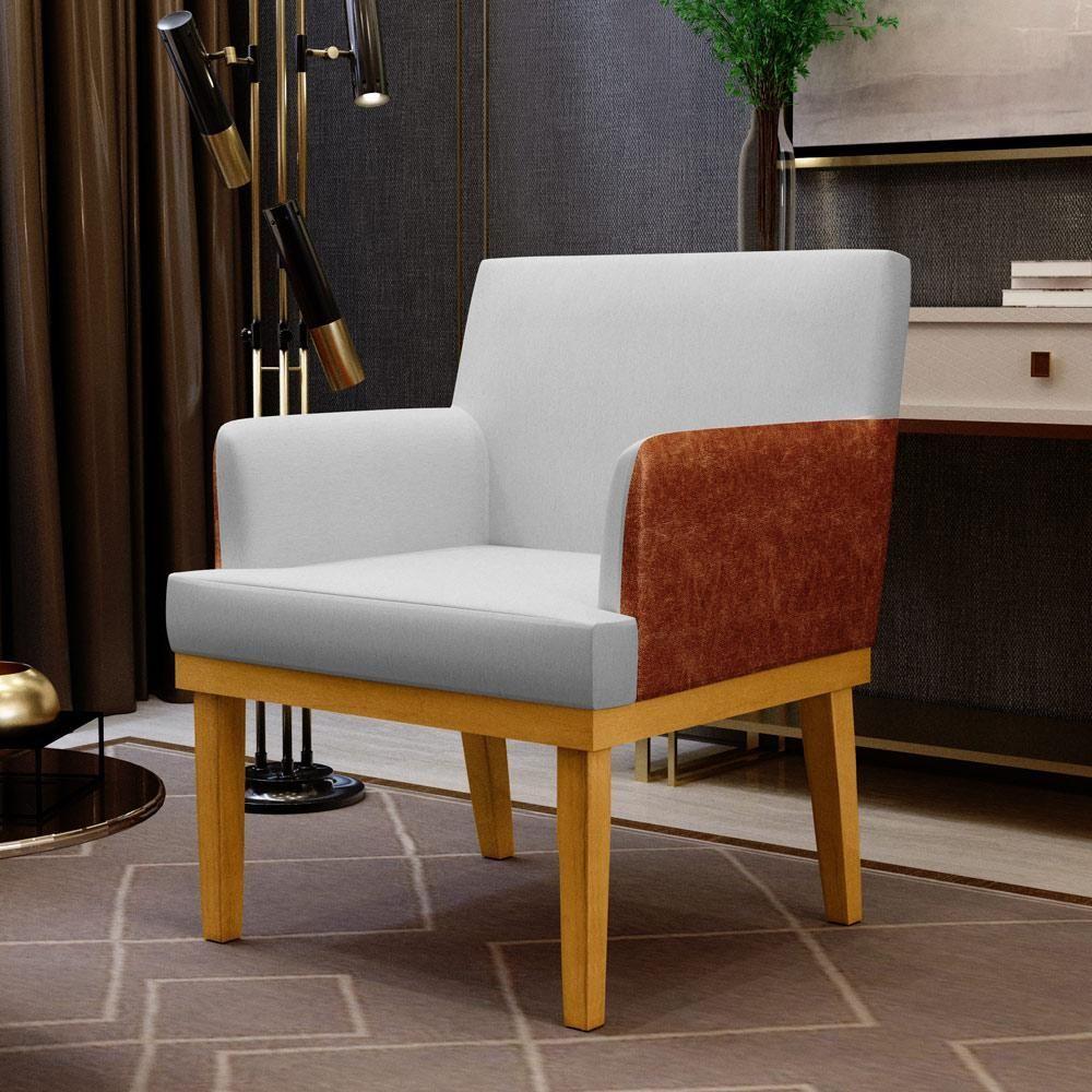 Kit 04 Poltronas Beatriz W01 Linho Cinza Camel - 11