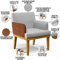 Kit 04 Poltronas Beatriz W01 Linho Cinza Camel - 15