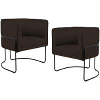 Kit 02 Poltronas Preto Betina D02 Marrom C-34 - 1