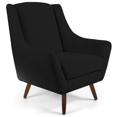 Poltrona Fixa Juliet D02 Veludo Preto Lyam Decor
