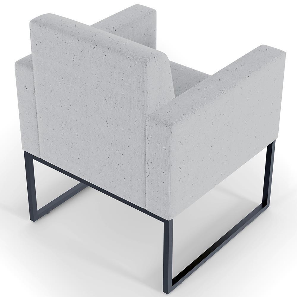 Kit 02 Poltronas Recepção Base Fixa De Metal Linho Cinza - 2