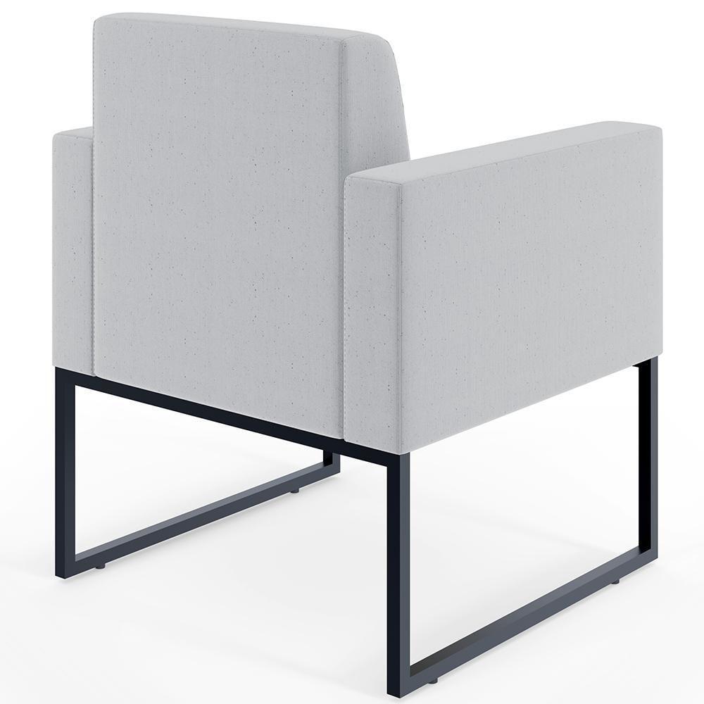 Kit 02 Poltronas Recepção Base Fixa De Metal Linho Cinza - 3