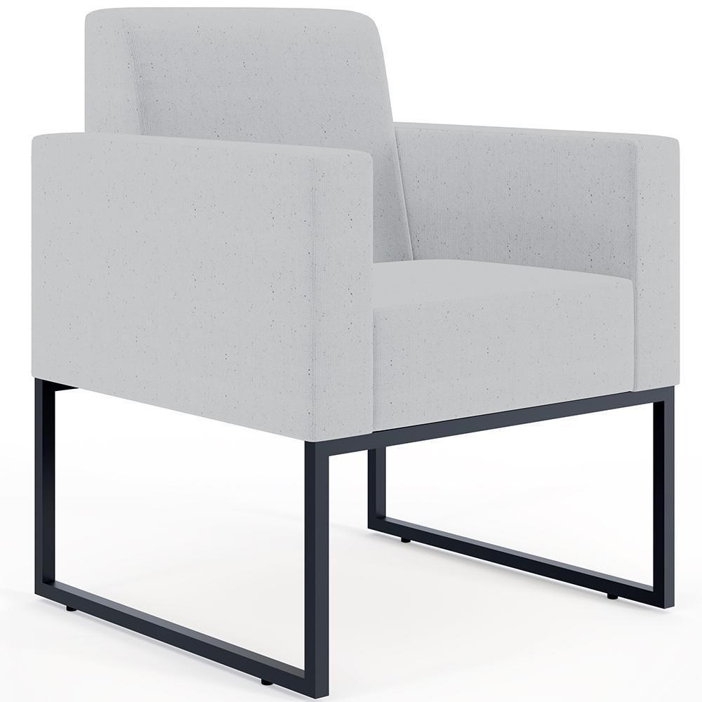 Kit 02 Poltronas Recepção Base Fixa De Metal Linho Cinza - 9