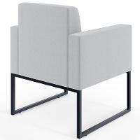 Kit 02 Poltronas Recepção Base Fixa De Metal Linho Cinza - 5