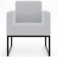 Kit 02 Poltronas Recepção Base Fixa De Metal Linho Cinza - 11