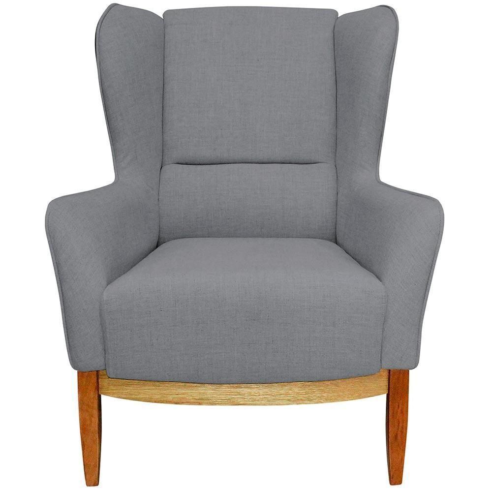 Poltrona Fixa D02 Linho Cinza C-416 Corano Preto - 6