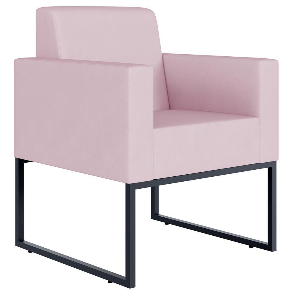 Kit 02 Poltronas Recepção Base Fixa De Metal Suede Rosê - 10