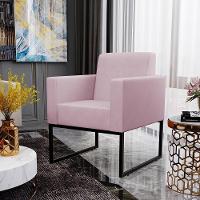 Kit 02 Poltronas Recepção Base Fixa De Metal Suede Rosê - 18