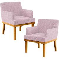 Kit 2 Poltronas Base Mel Beatriz W01 Bouclê Rosê - 1