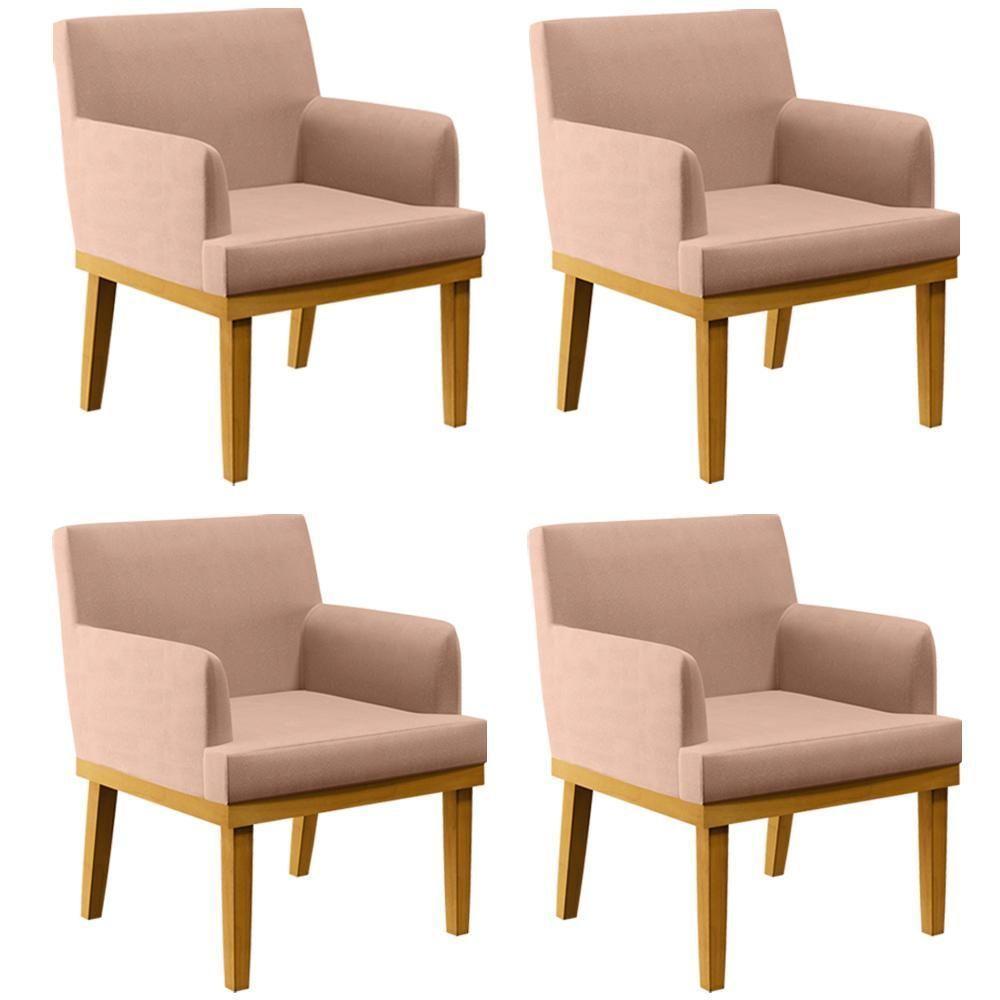 Kit 04 Poltronas Beatriz W01 Linho Rosê - 1