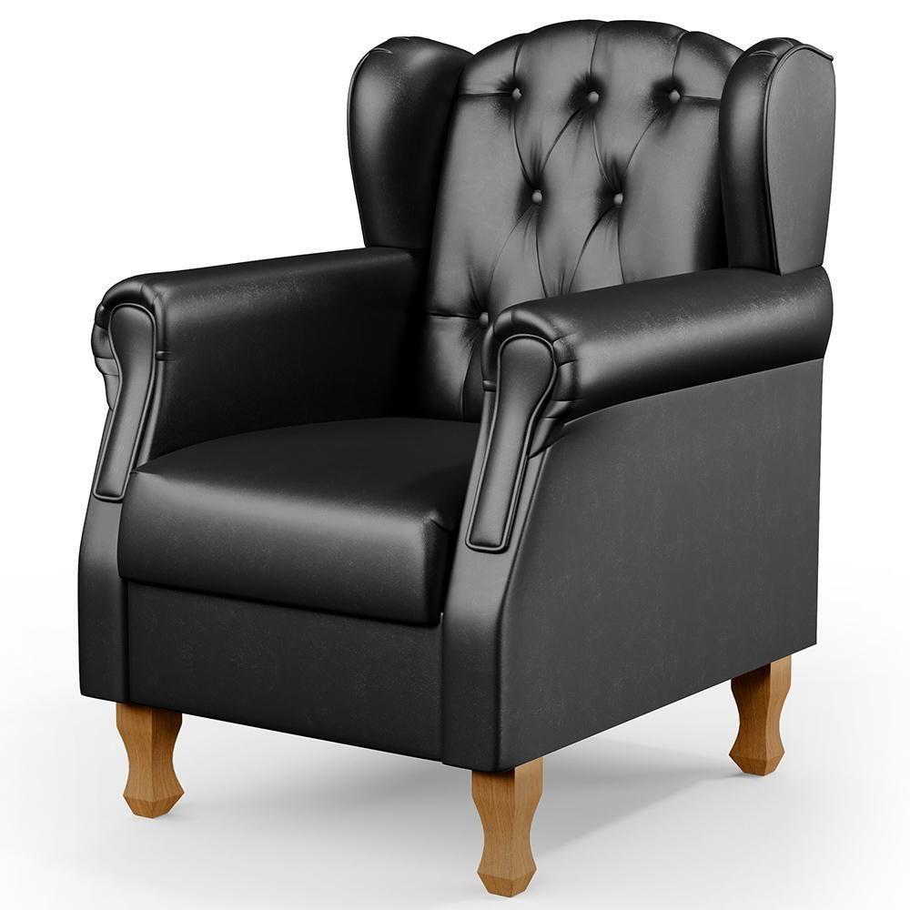 Kit 02 Poltronas Decorativa Yara P02 Preto Brilho - 7