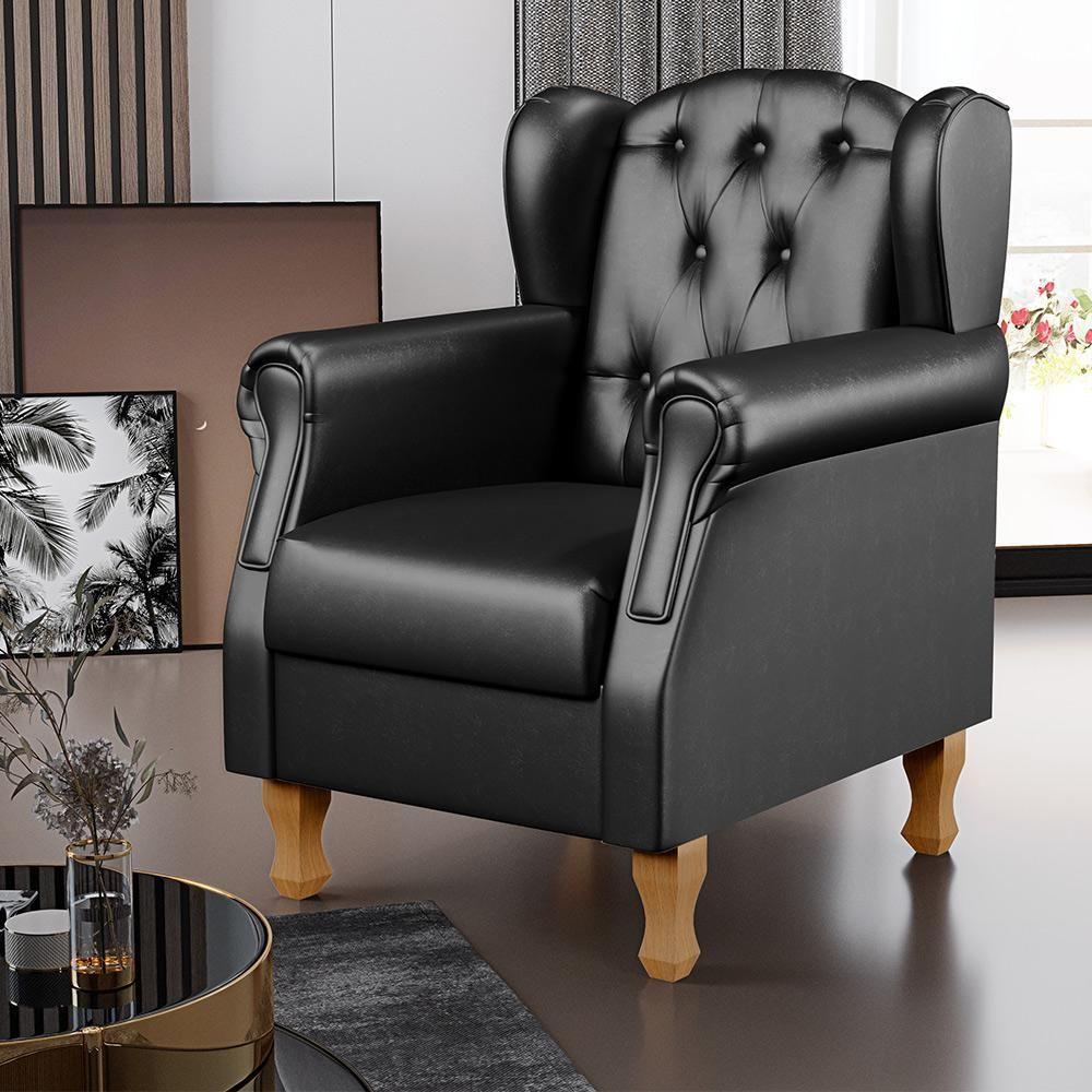 Kit 02 Poltronas Decorativa Yara P02 Preto Brilho - 8