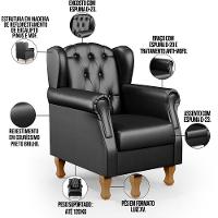 Kit 02 Poltronas Decorativa Yara P02 Preto Brilho - 6